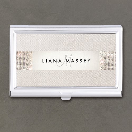 Beauty Consultant Chic Monogram  Name Sequin Case For Business Cards