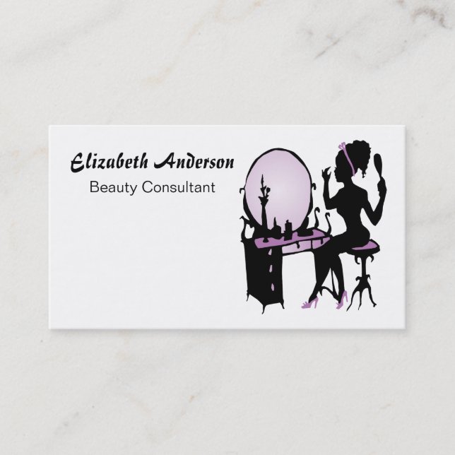 Beauty Consultant Chic Purple Black Hair Salon Business Card (Front)