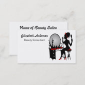 Beauty Consultant Classy Red Black Hair Salon Business Card (Front/Back)