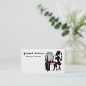 Beauty Consultant Classy Red Black Hair Salon Business Card (Standing Front)
