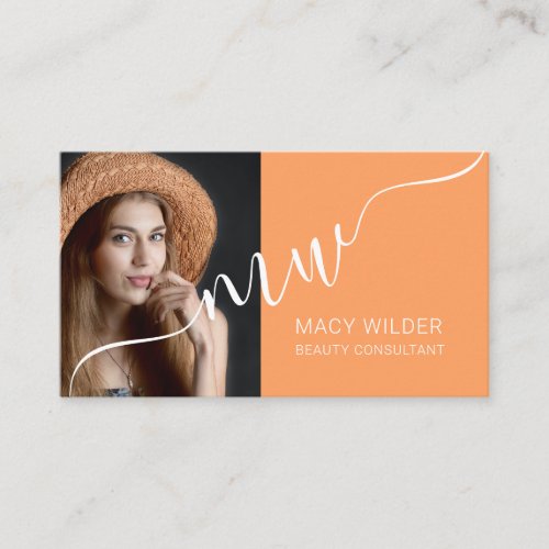 Beauty Consultant Custom Photo Script Initials Business Card