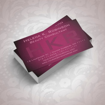 Beauty Consultant Elegant Gradient Monogram Business Card by VillageDesign at Zazzle