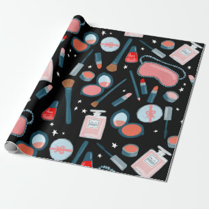 Beauty cosmetics pattern black gift wrap