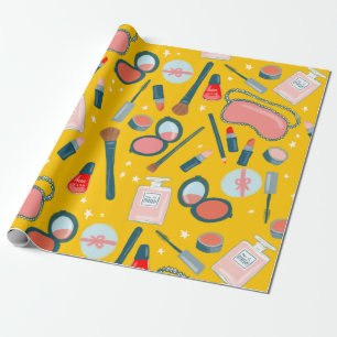 Beauty cosmetics pattern gold gift wrap