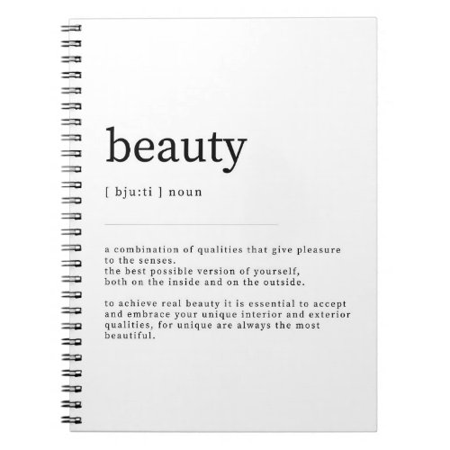 Beauty Definition Dictionary Art Print Notebook