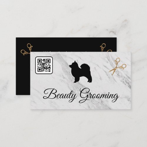 Beauty Dog Grooming Scissors  Marble  QR Code Business Card