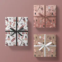 Rose Gold Glitter Pink White +Mauve Christmas Gift Wrapping Paper Sheets, Zazzle