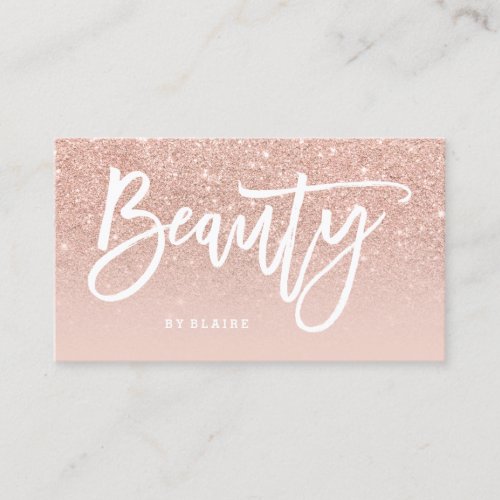 Beauty  elegant typography blush ombre rose gold business card