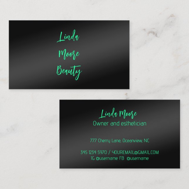 Beauty Esthetician Business Card (Front/Back)