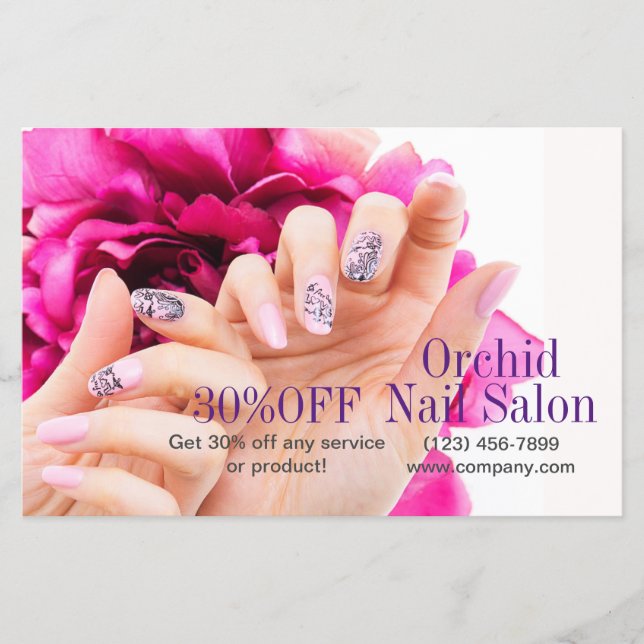 Beauty Esthetician Manicure Nail Salon Price Lists Flyer (Front)