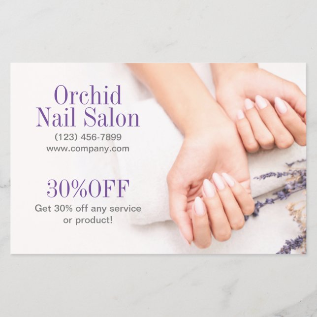 Beauty Esthetician Manicure Nail Salon Price Lists Flyer (Front)