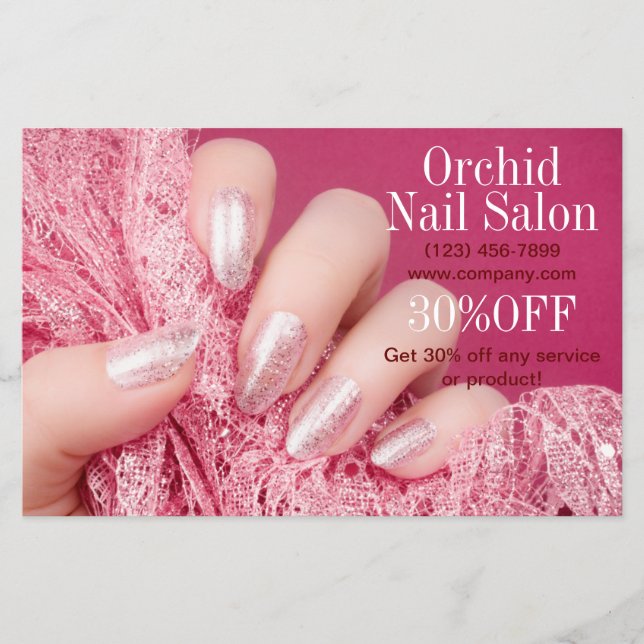 Beauty Esthetician Manicure Nail Salon Price Lists Flyer (Front)