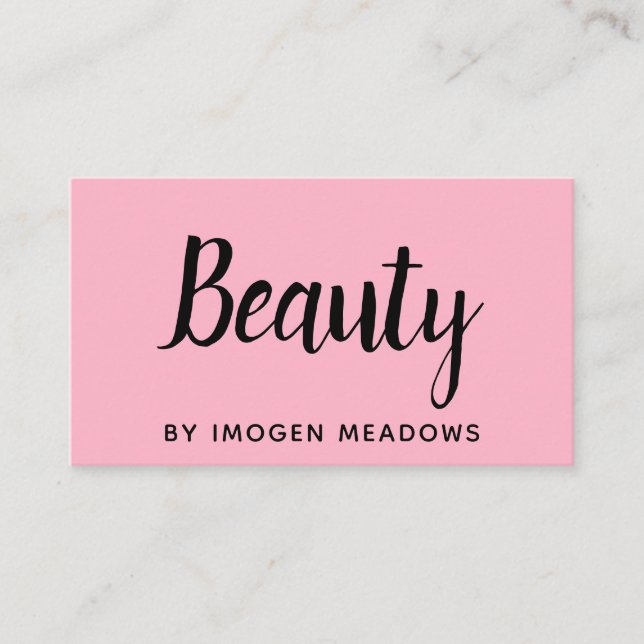 Beauty Esthetician Script Calligraphy Pink Business Card (Front)