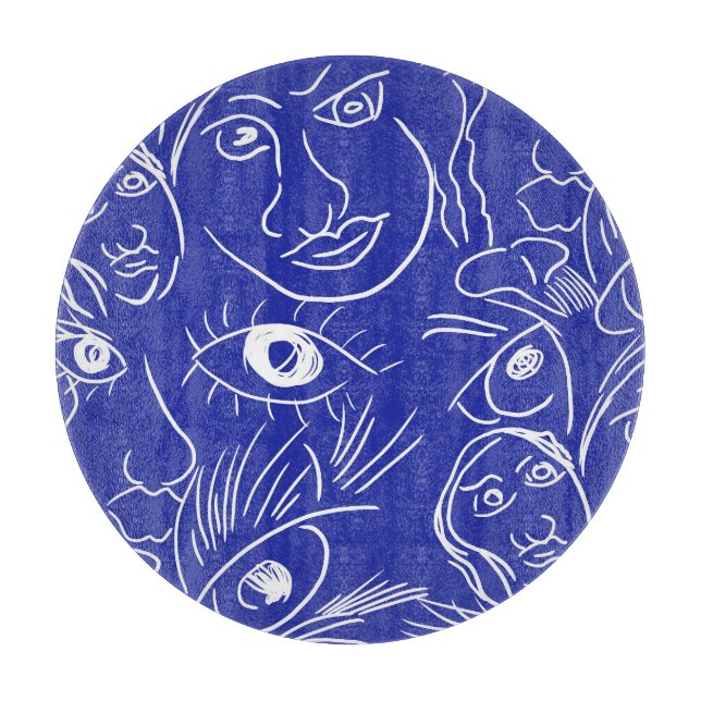 Beauty face: one-line drawing. cutting board (Front)