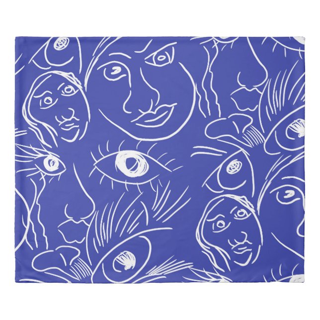 Beauty face: one-line drawing. duvet cover (Front)