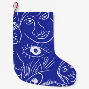 Beauty face: one-line drawing. small christmas stocking