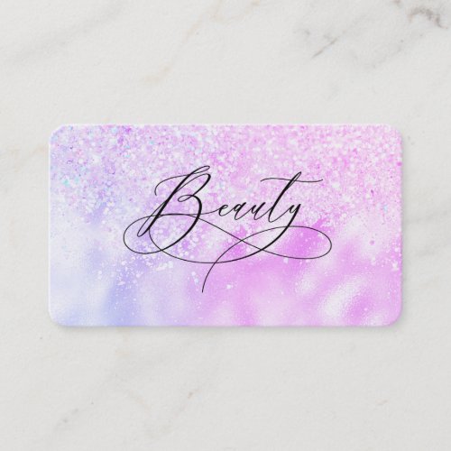  BEAUTY Fancy Script Ombre Glitter Business Card