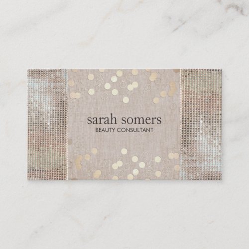 Beauty Consultant Gold Confetti Sequins and Linen