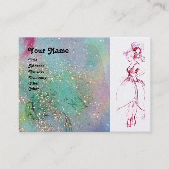 BEAUTY FASHION ,red pink  blue green white pearl Business Card (Front)