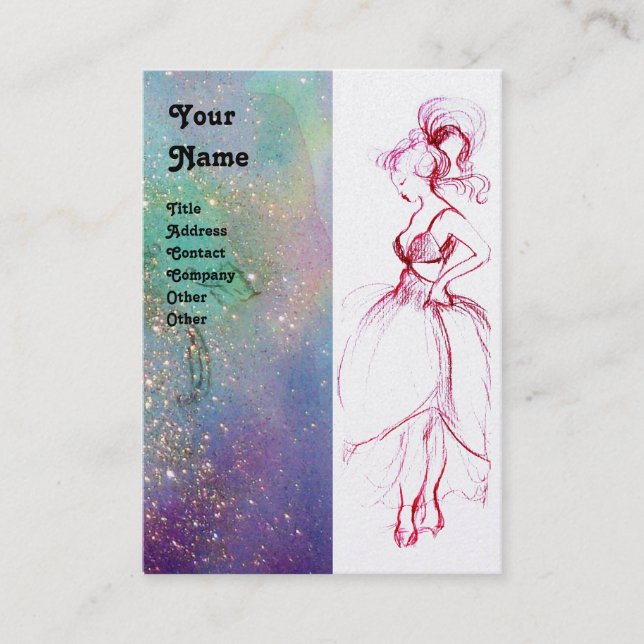 BEAUTY FASHION ,red pink blue green white pearl Business Card (Front)