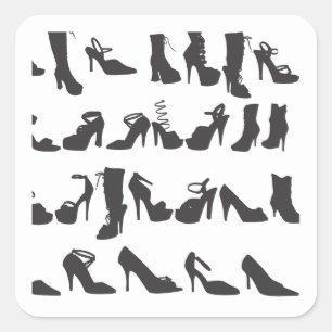 Beauty Fashion Shoes Silhouettes Square Sticker