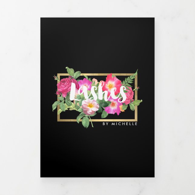 Beauty Florals Lash Extensions Black Brochure (Cover)