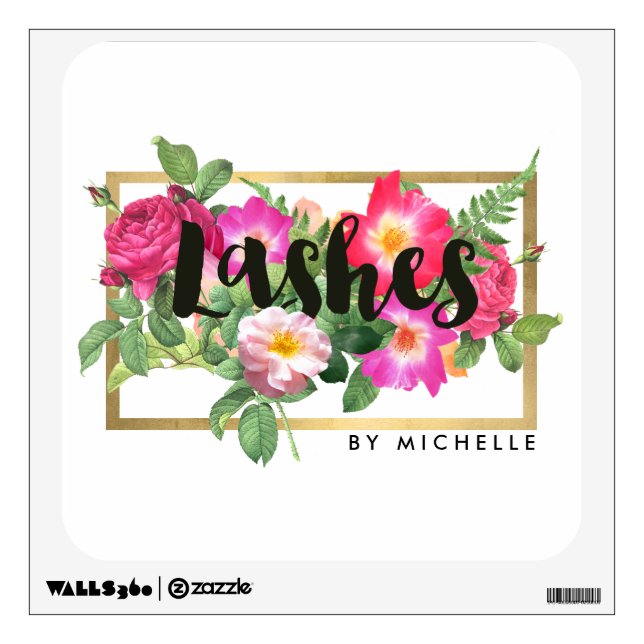 Beauty Florals Lash Extensions Salon Wall Decal (Front)