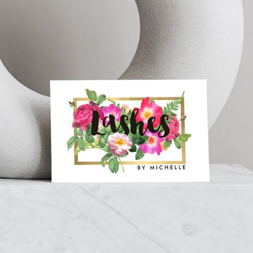 Beauty Florals Lash Extensions White Business Card