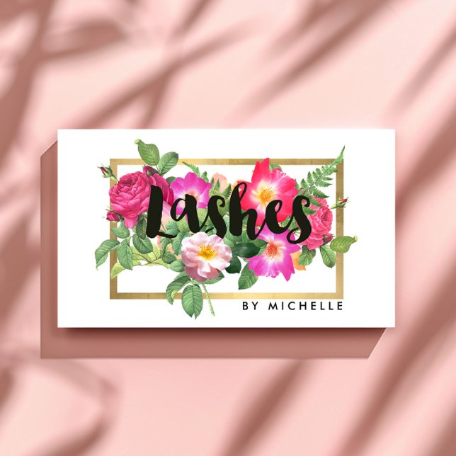 Beauty Florals Lash Extensions White Business Card (Creator Uploaded)