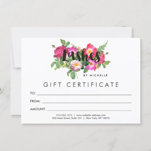 Beauty Florals Lash Extensions White Gift Card