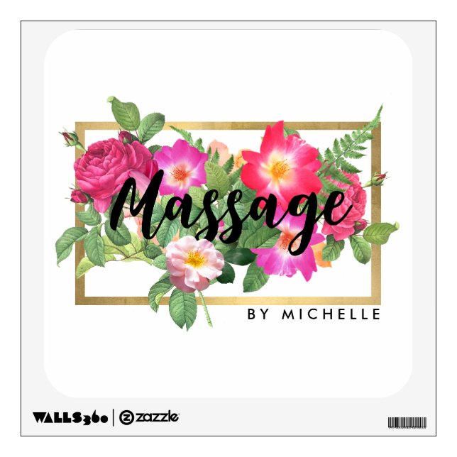 Beauty Florals Massage Custom Text Wall Decal (Front)