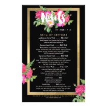 Beauty Florals Nail Salon Price List Service Menu Flyer