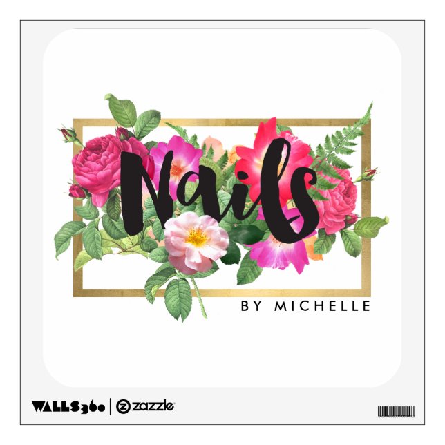 Beauty Florals Nail Salon Wall Decal (Front)
