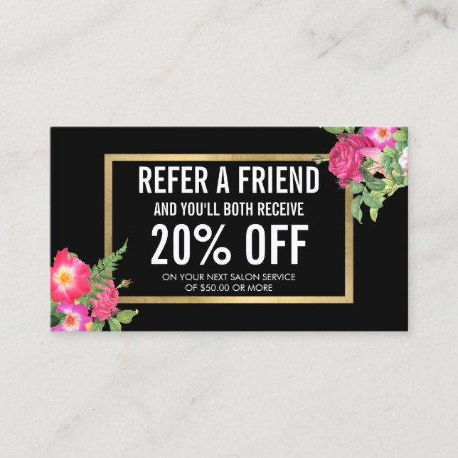 Beauty Florals Salon Referral Card (Front)