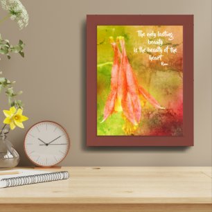 Beauty Flower Inspirational Rumi Quote Framed Art