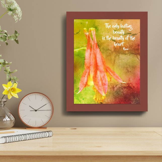 Beauty Flower Inspirational Rumi Quote Framed Art (Table Top)