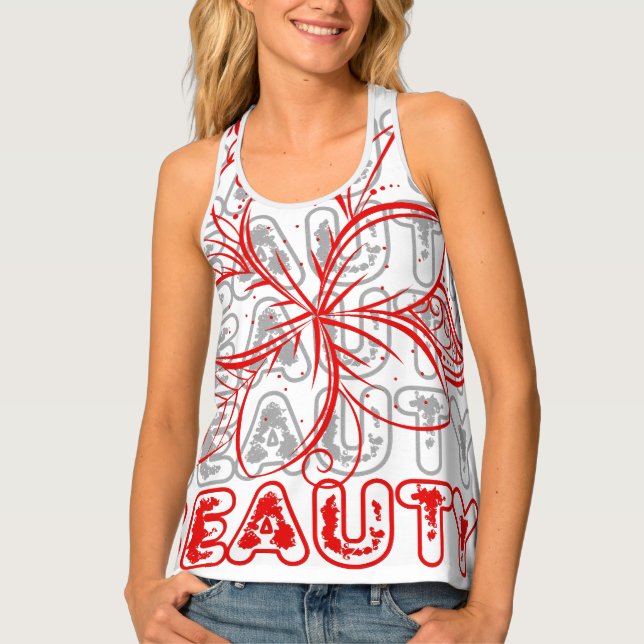 Beauty Flower Line Art Typography Design Tank Top (Front)