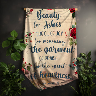 Beauty For Ashes, Isaiah 61:3, Rose Scripture  Sherpa Blanket
