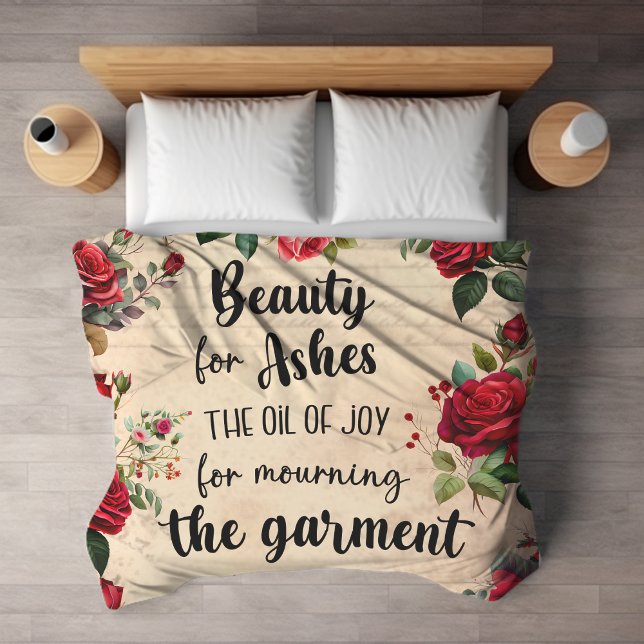 Beauty For Ashes, Isaiah 61:3, Rose Scripture  Sherpa Blanket (Creator Uploaded)