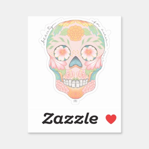 Beauty for Ashes skull sticker by Deb Jeffrey