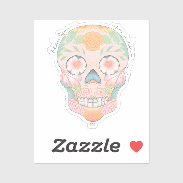 Beauty for Ashes skull sticker by Deb Jeffrey (Sheet)