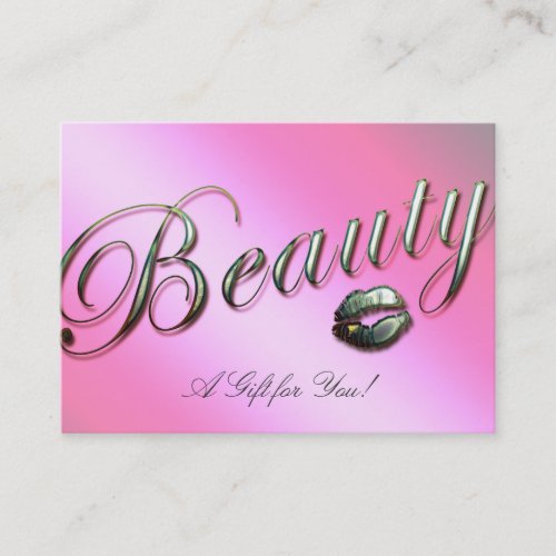 Beauty Gift Card Salon Lips Silver Pink Business Card Templates
