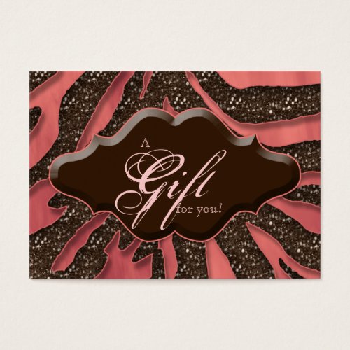 Beauty Gift Cards Certificates Glitter Zebra Coral Business Cards