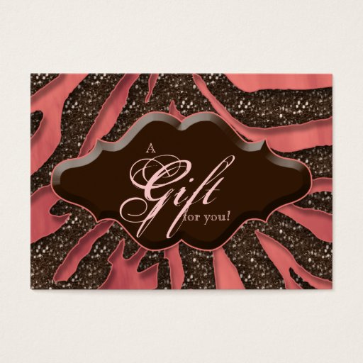 Customizable Beauty Gift Cards Certificates Glitter Zebra Coral Business Cards