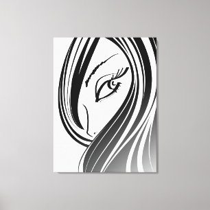 Beauty girl face Wrapped Canvas Print