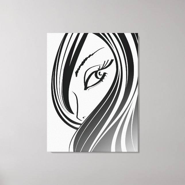 Beauty girl face Wrapped Canvas Print (Front)