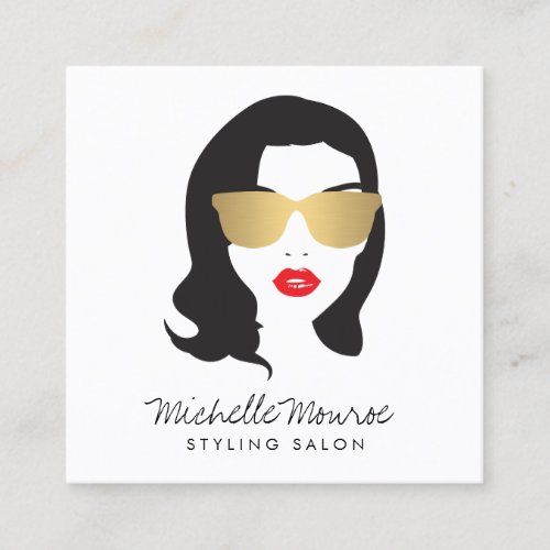 Beauty Girl Hair Stylist Fashion Boutique Square Business Card