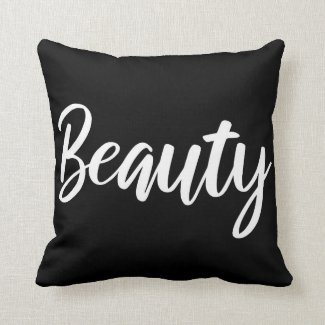 Beauty - Girls black and white bedding decor Throw Pillow
