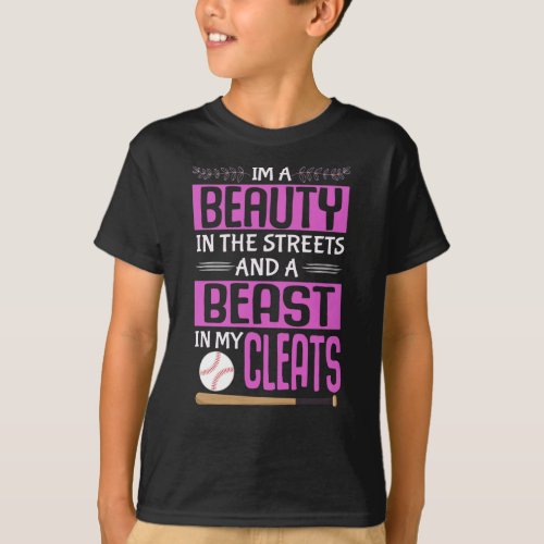 Beauty Girls Funny Softball Player T_Shirt