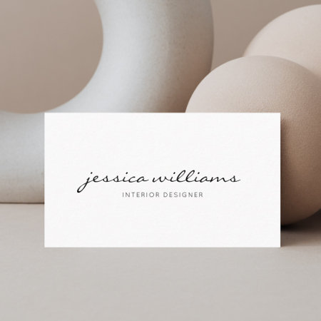 Beauty Girly Trendy Script Minimal White Business Card